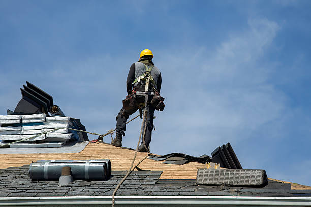 Professional Gutter Installation technician working in Gilbertsville, NY